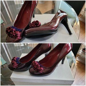 Burgundy Patent Leather Heels 8.5